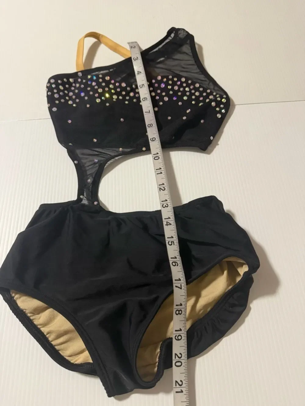 Ilo Gear Glamorous black custom dance costume leotard illusion XSA adult